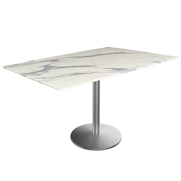 Holland Bar Stool Co 30 Tall OD214 St Steel Table Base w22 Dia foot and 32x48 White Marble Top, IndoorOutdoor OD214-2230SSODS3248WM - main